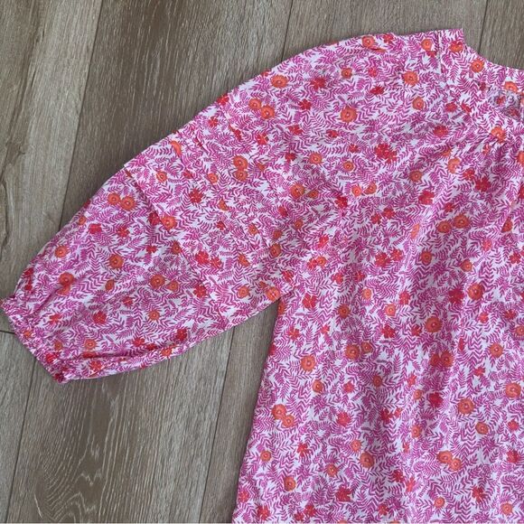 J. Crew Size XS Floral Printed Puff Sleeve Pintuck Top Style AZ099 - Picture 5 of 15